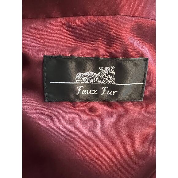 Rachel Zoe Faux Fur Burgundy Coat - Large - Picture 5 of 10